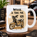 Mug blanc Antisocial je perds mon 103, mobylette dessinee a l'encre