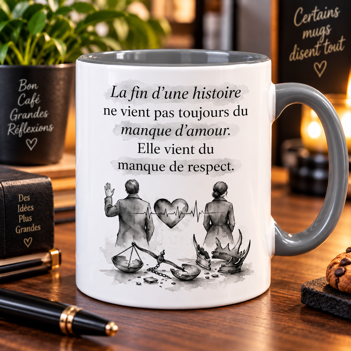 Mug La fin d'une histoire intérieur et anse gris