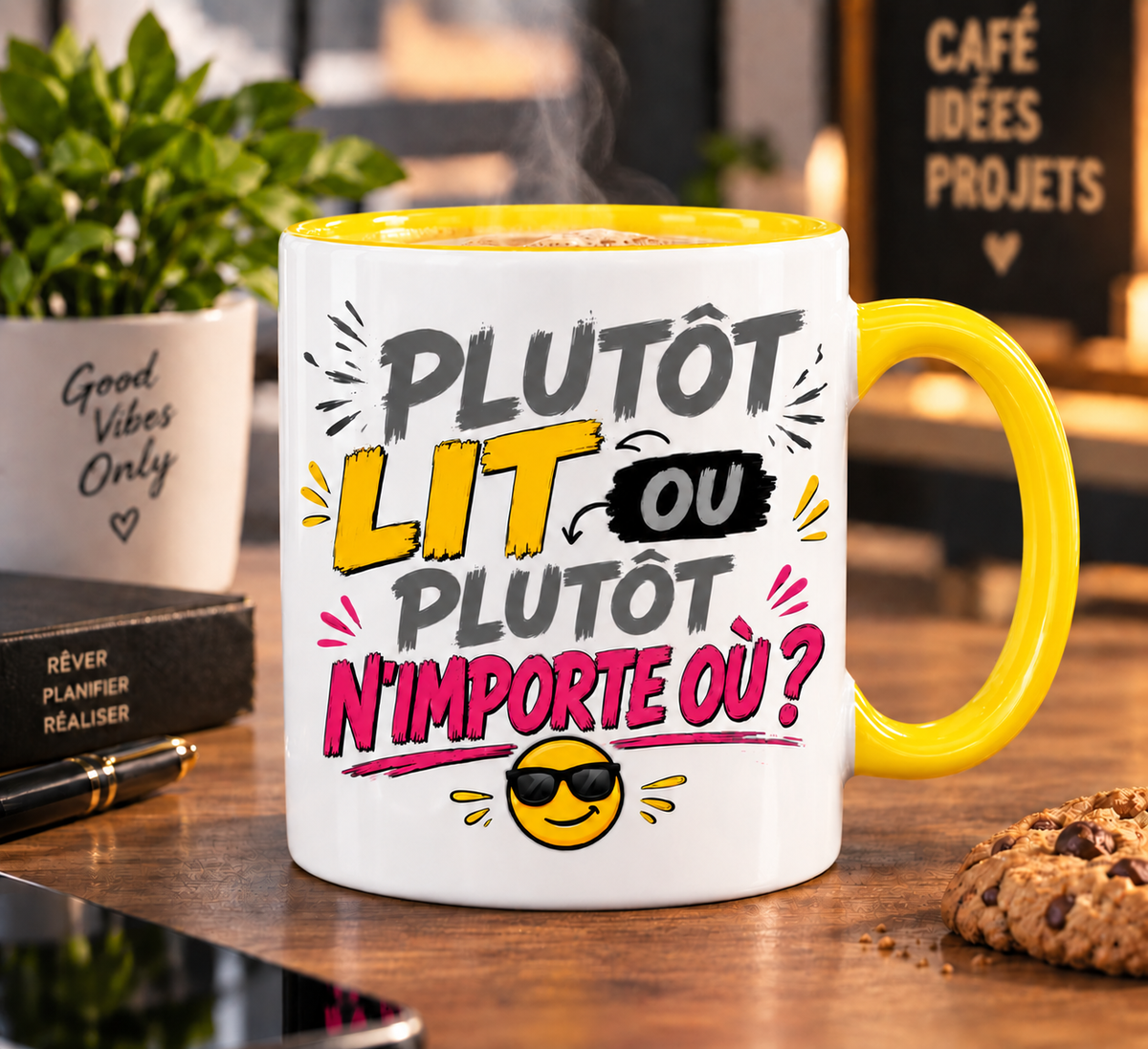 Mug Plutot lit ou plutot n importe ou - variante jaune