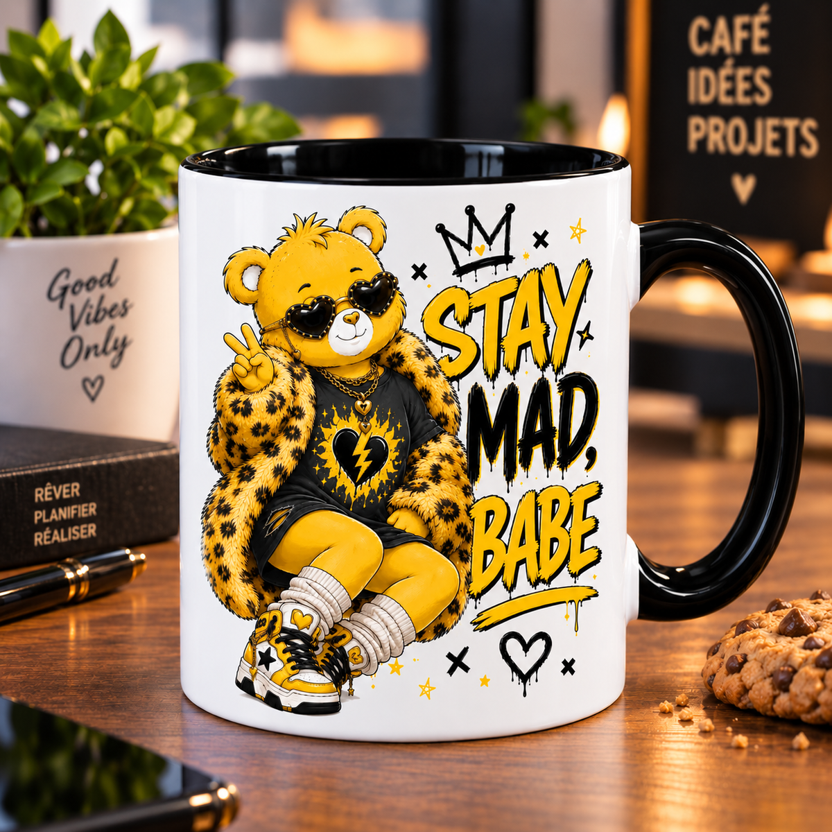 Mug Stay Mad Babe, ourson streetwear, anse noire