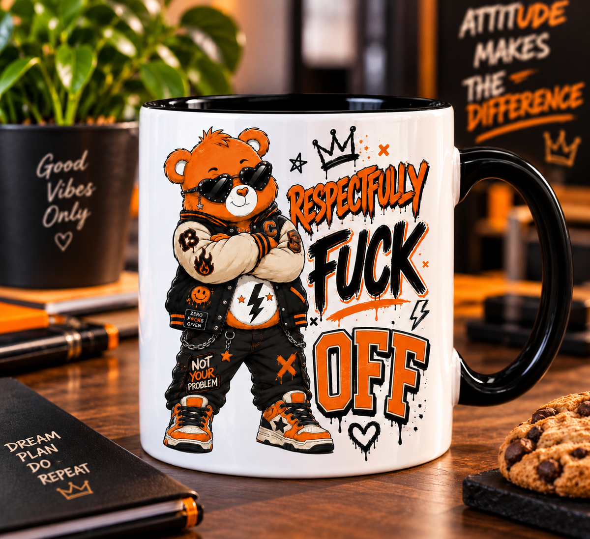 Mug Respectfully F*ck Off intérieur et anse noirs